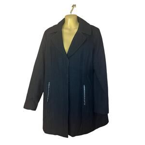 APT9 Wool Blend Coat Size L Black, 3 Button Front Closure Hidden